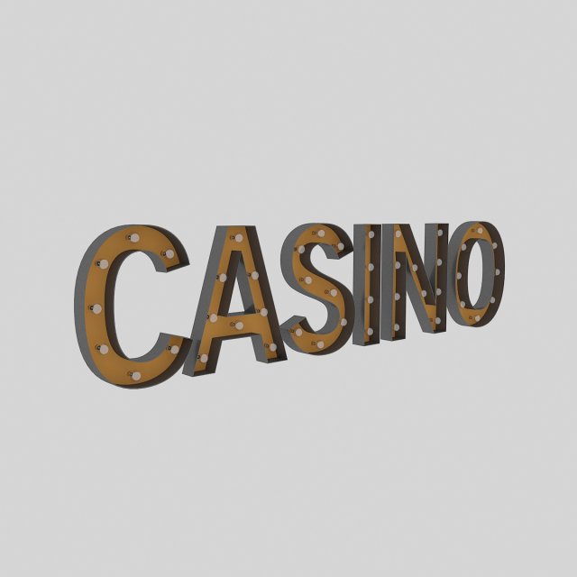 casino sign with bulb 3D 模型 .c4d .max .obj .3ds .fbx .stl .blend 
