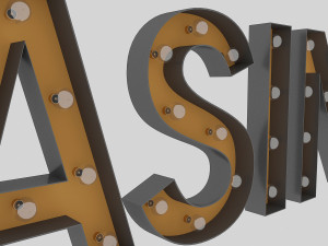 casino sign with bulb 3D 模型