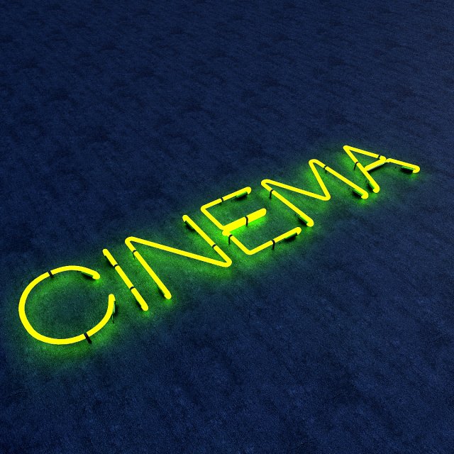 cinema neon sign 3D Модель .c4d .max .obj .3ds .fbx .stl .blend 