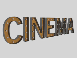 전구가 있는 시네마 사인 3D 모델