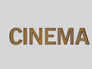 cinema sign with bulb Modelo 3D