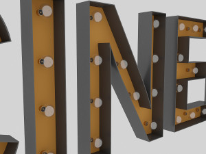 cinema sign with bulb Modelo 3D