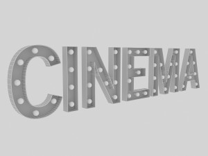 cinema sign with bulb Modelo 3D
