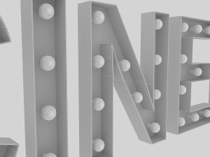 cinema sign with bulb Modelo 3D