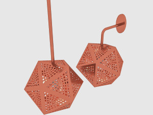 bronze loft lamp set 3D 模型