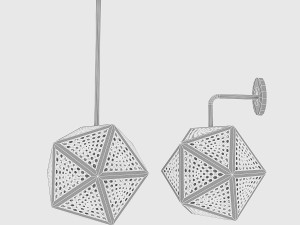 bronze loft lamp set 3D 模型