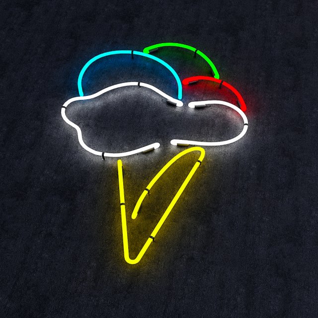 ice cream neon sign 3D Model .c4d .max .obj .3ds .fbx .stl .blend 