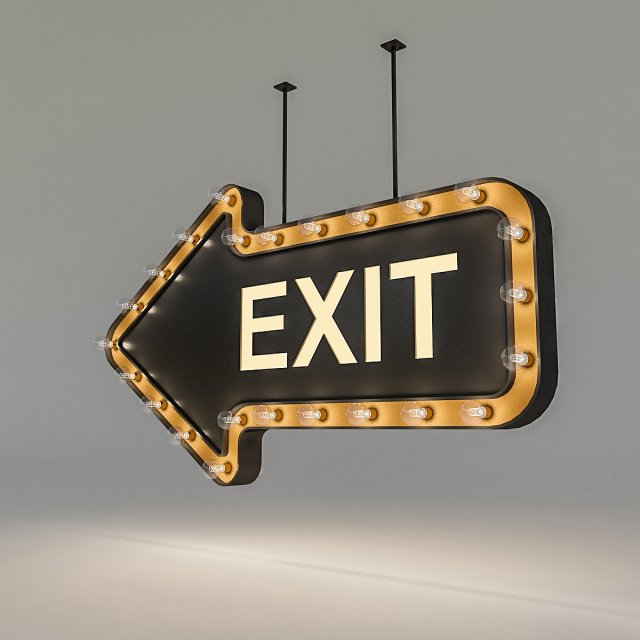 light bulb loft exit signage 3D 모델 .c4d .max .obj .3ds .fbx .stl .blend 