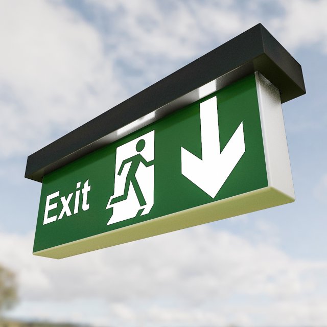 exit sign Model 3D .c4d .max .obj .3ds .fbx .stl .blend 