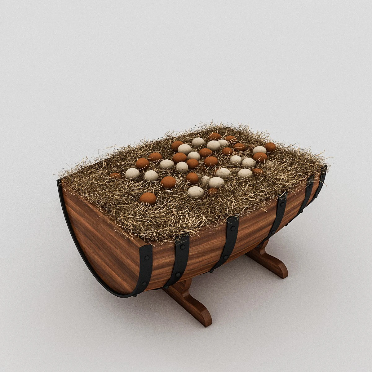 barrels and organic eggs 3D Model .c4d .max .obj .3ds .fbx .stl .blend