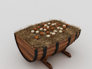barrels and organic eggs 3D Model