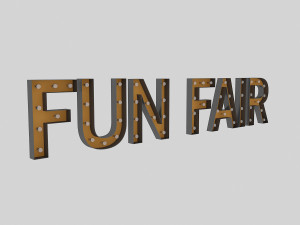 funfair sign with bulb Modelo 3D