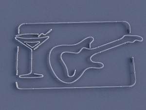 guitar goblet neon sign 3D 模型