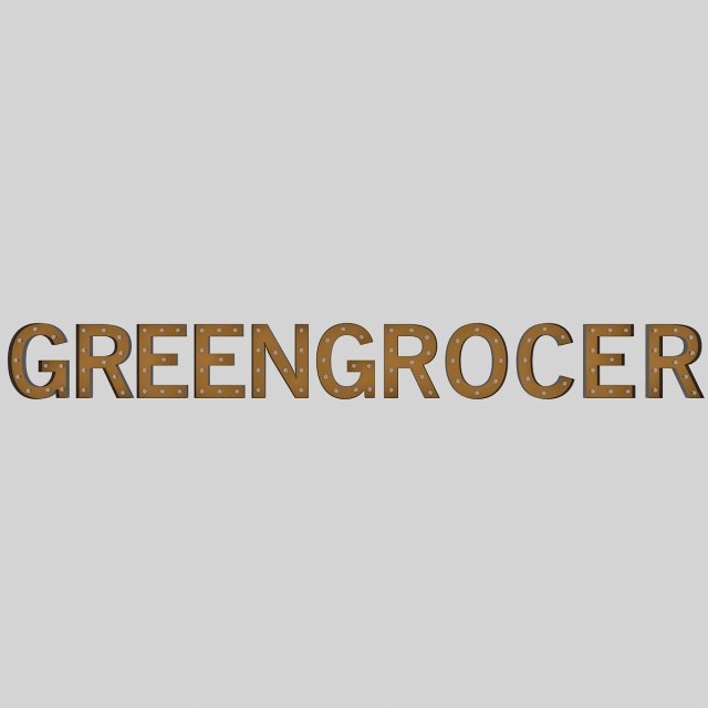 green gracor sign with bulb Modelo 3D .c4d .max .obj .3ds .fbx .stl .blend 