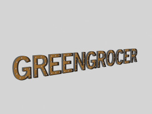 green gracor sign with bulb Modelo 3D