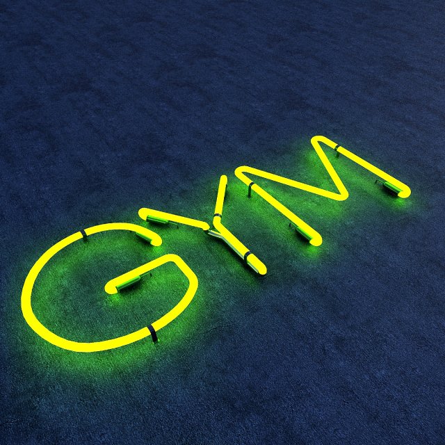 gym neon sign 3D-Modell .c4d .max .obj .3ds .fbx .stl .blend 