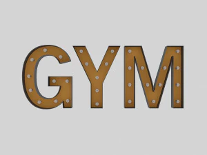 gym sign with bulb 3D Model