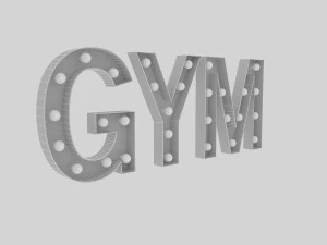 gym sign with bulb 3D Model