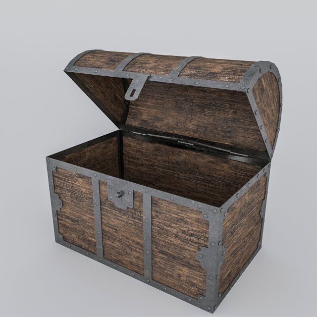 old wooden chest 3D Model .c4d .max .obj .3ds .fbx .stl .blend 