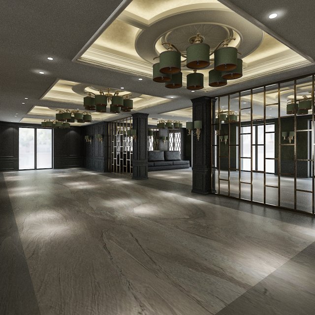 hotel lobby Modelo 3D .c4d .max .obj .3ds .fbx .stl .blend 