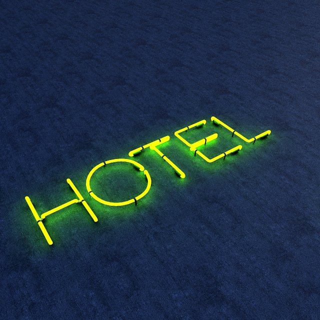hotel neon sign 3D 모델 .c4d .max .obj .3ds .fbx .stl .blend