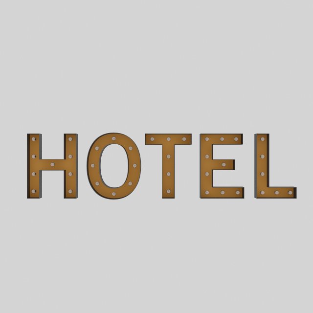 hotel sign with bulb Model 3D .c4d .max .obj .3ds .fbx .stl .blend