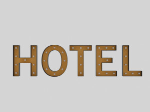 hotel sign with bulb 3D Model