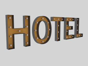 hotel sign with bulb 3D Model