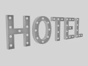 hotel sign with bulb 3D Model