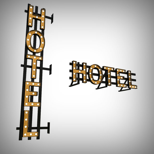 hotel bulb sign 3D Model .c4d .max .obj .3ds .fbx .stl .blend 
