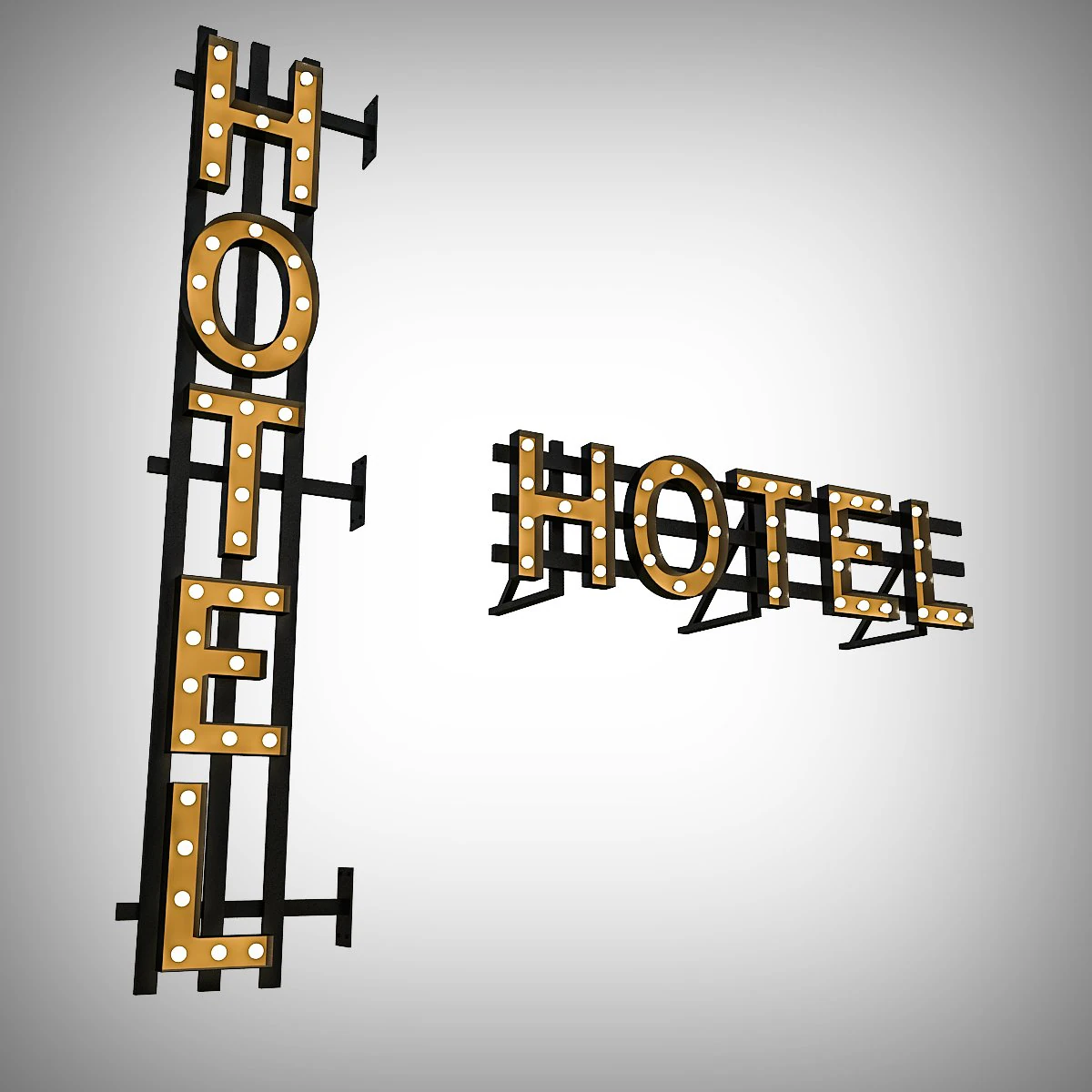 hotel bulb sign 3D Model .c4d .max .obj .3ds .fbx .stl .blend