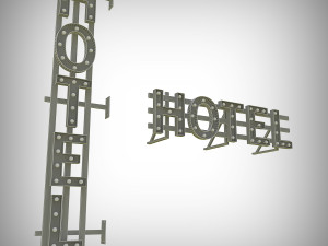 hotel bulb sign 3D Model