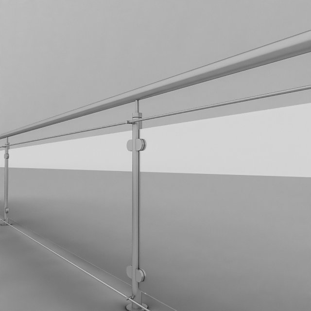 iron glass railing Model 3D .c4d .max .obj .3ds .fbx .stl .blend 