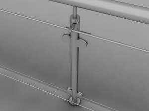 iron glass railing Model 3D