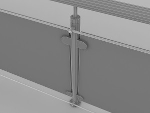 iron glass railing Model 3D