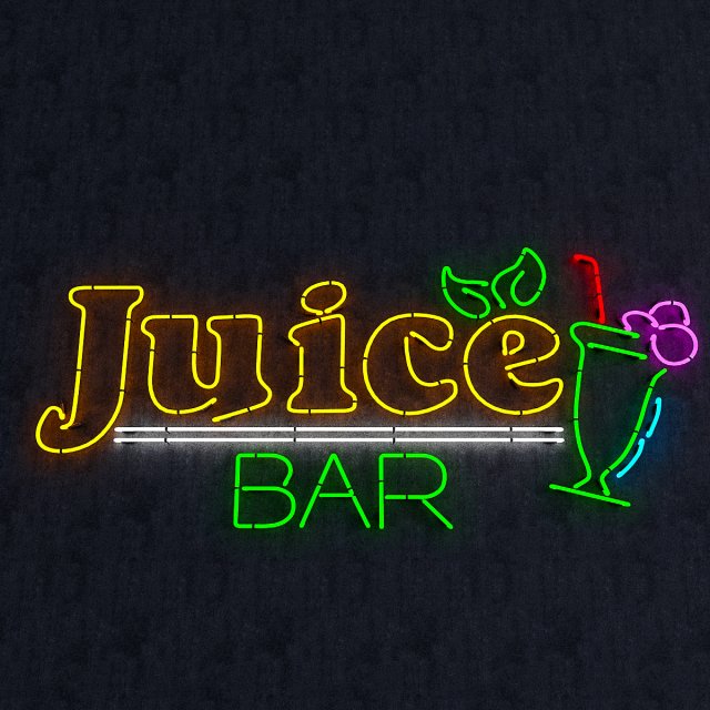 juice bar neon sign Modèle 3D .c4d .max .obj .3ds .fbx .stl .blend 