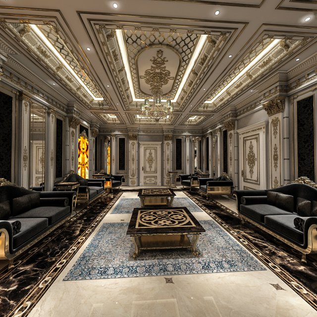 classical living room Modèle 3D .c4d .max .obj .3ds .fbx .stl .blend 