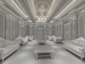 sala de estar cl&aacute;sica Modelo 3D