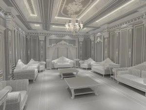 sala de estar cl&aacute;sica Modelo 3D