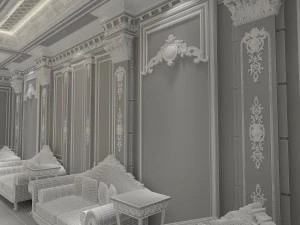 sala de estar cl&aacute;sica Modelo 3D