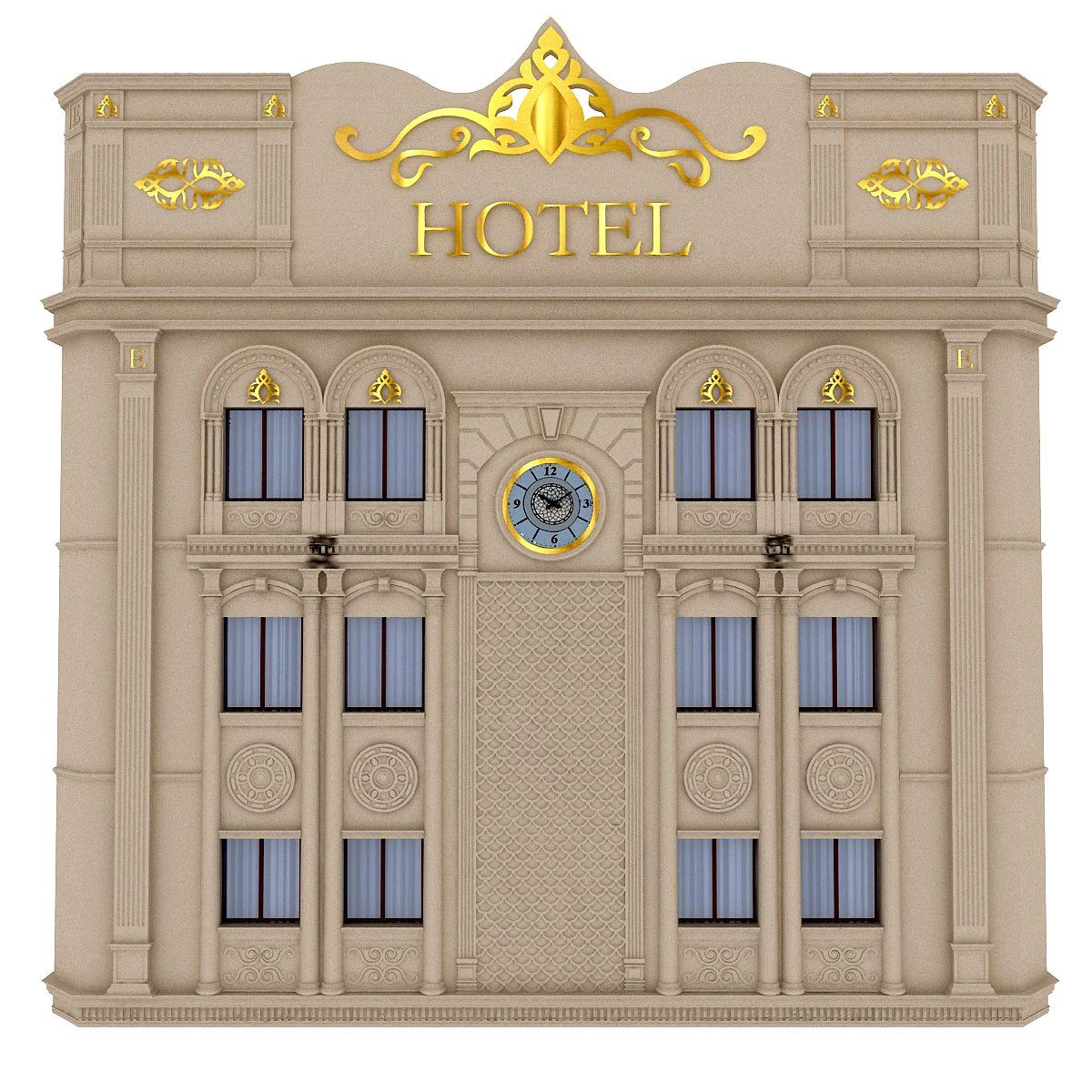 edificio alberghiero classico Modello 3D .c4d .max .obj .3ds .fbx .stl .blend 