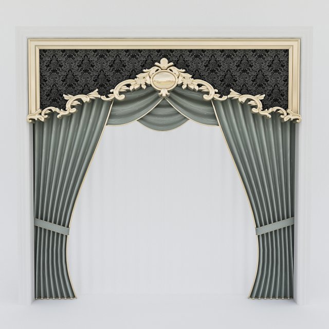 classic window and curtain 3D मॉडल .c4d .max .obj .3ds .fbx .stl .blend 