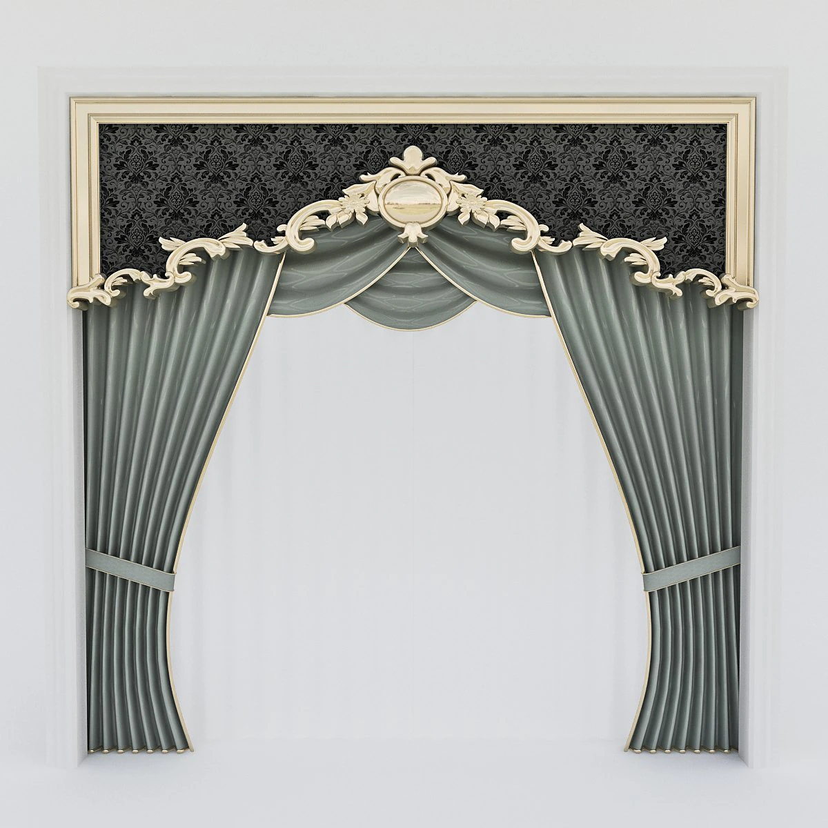 classic window and curtain 3D Model .c4d .max .obj .3ds .fbx .stl .blend 