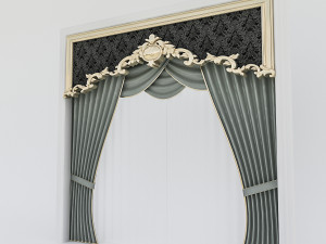 classic window and curtain 3D मॉडल