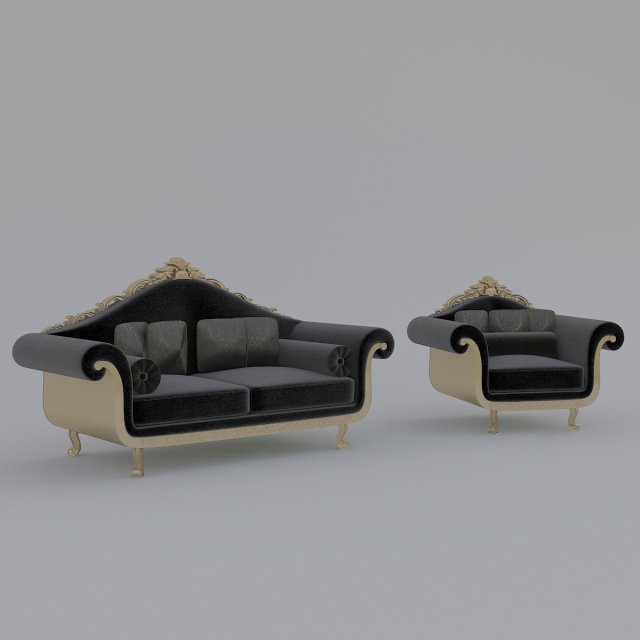 classic sofa set 3D Модель .c4d .max .obj .3ds .fbx .stl .blend 