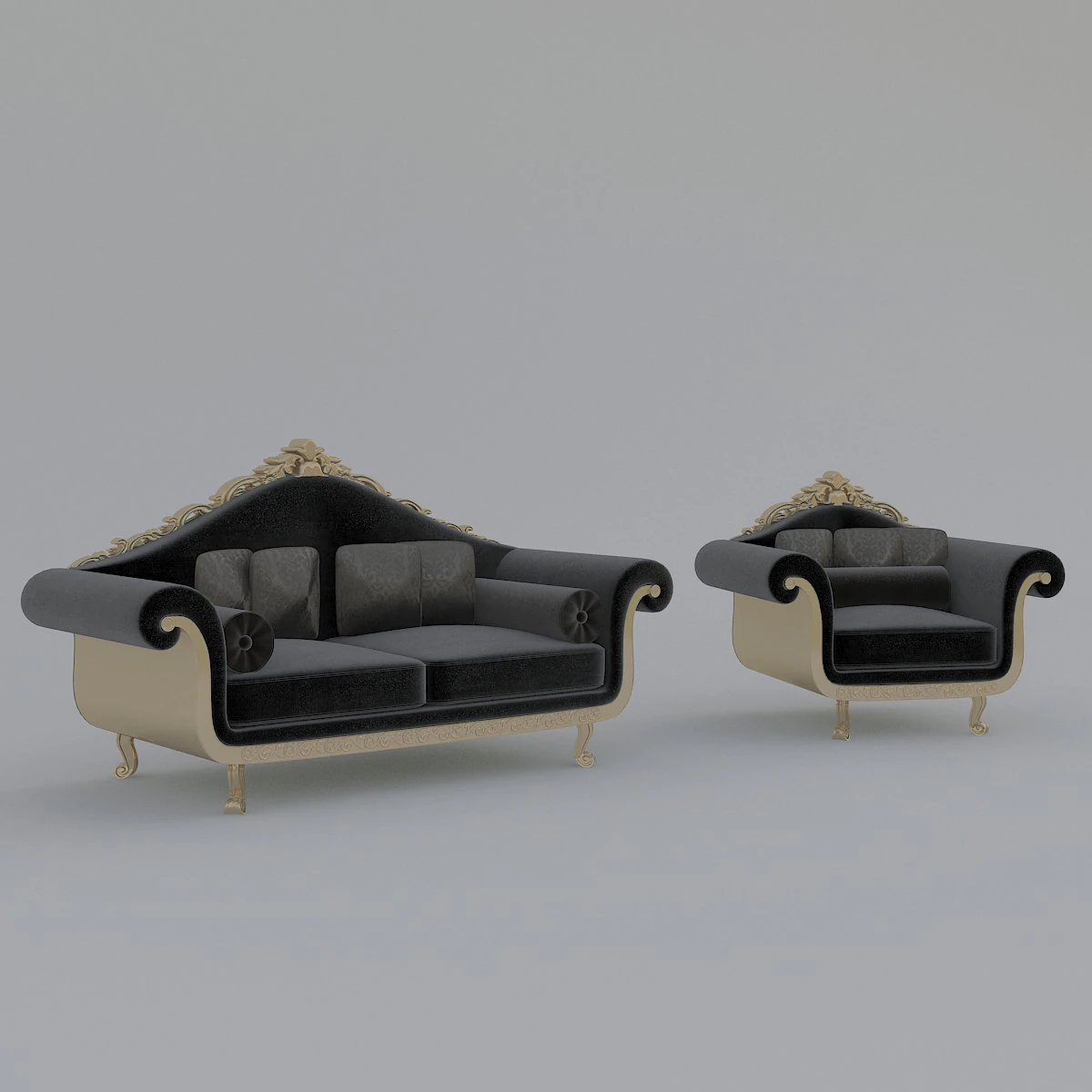 classic sofa set 3D Model .c4d .max .obj .3ds .fbx .stl .blend 