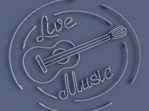 live music neon sign Modèle 3D