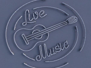 live music neon sign 3D Model