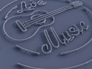 live music neon sign Modèle 3D
