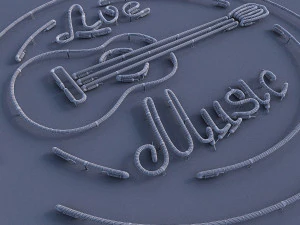 live music neon sign 3D Model